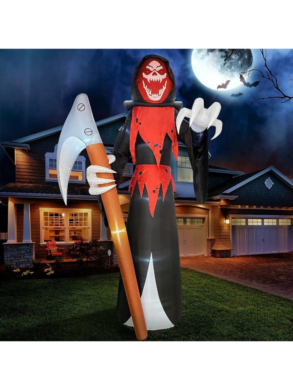 🎃12 ft Tall Halloween Inflatable Grim Reaper Blow Up Yard with LED Light Decor